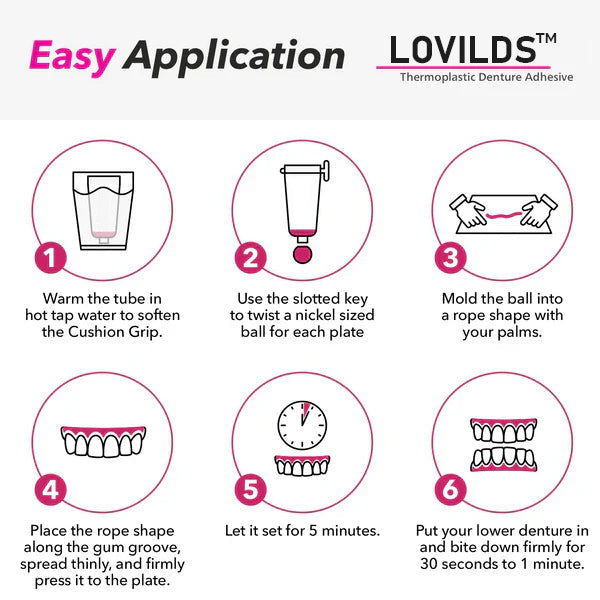 𦷠BUY 2 GET 2 FREE |LOVILDSā¢No-Slip Denture Gel ā 4-Day Hold